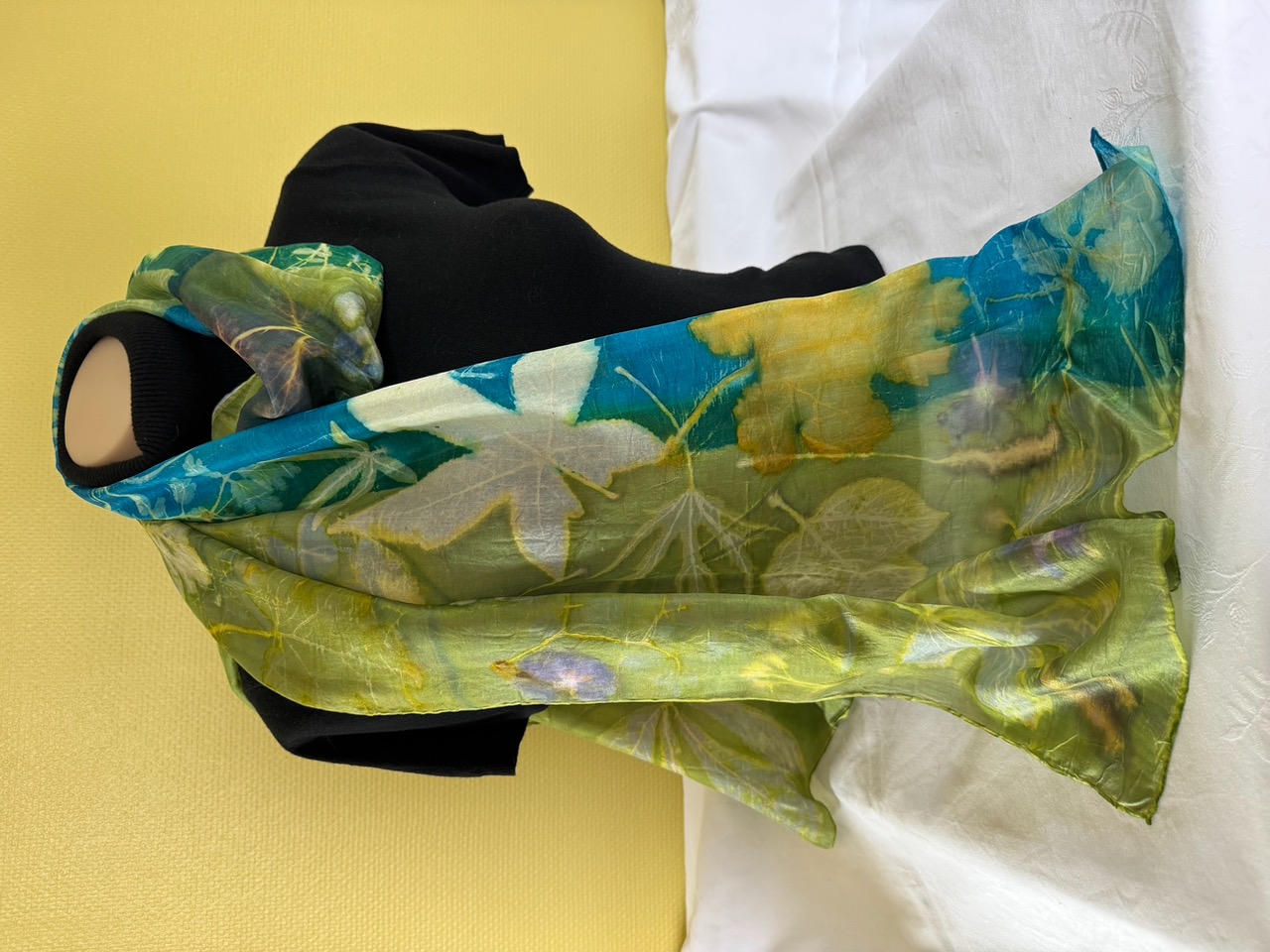 100% zijden sjaal met ecoprint