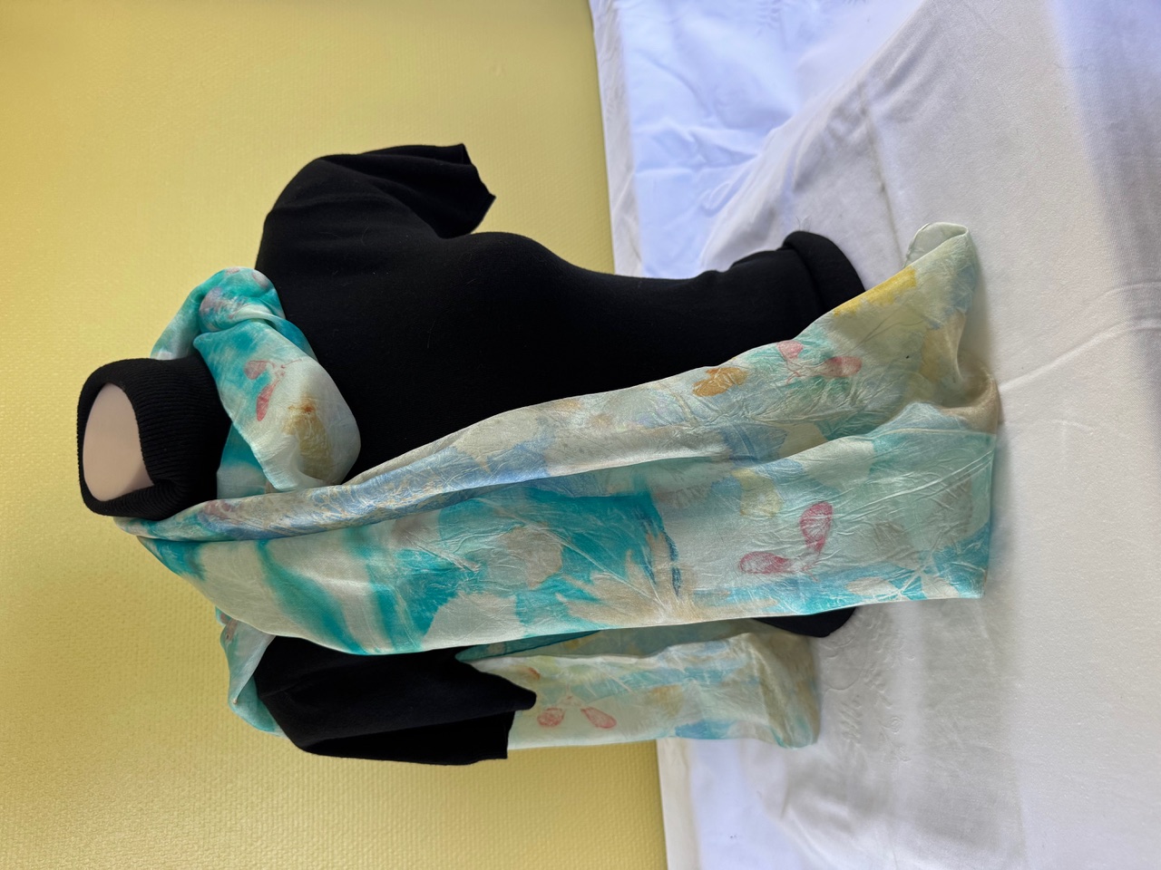 100% zijden sjaal met ecoprint