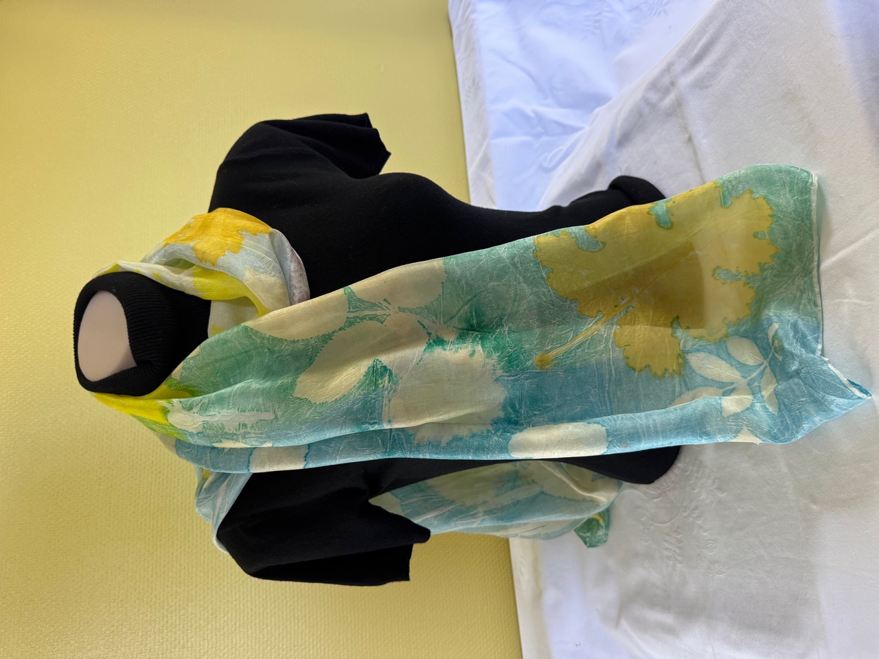 100% zijden sjaal met ecoprint