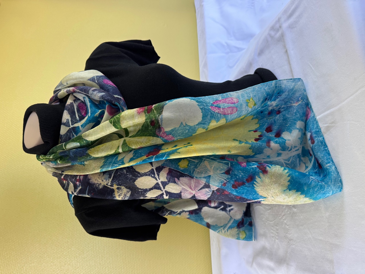 100% zijden sjaal met ecoprint