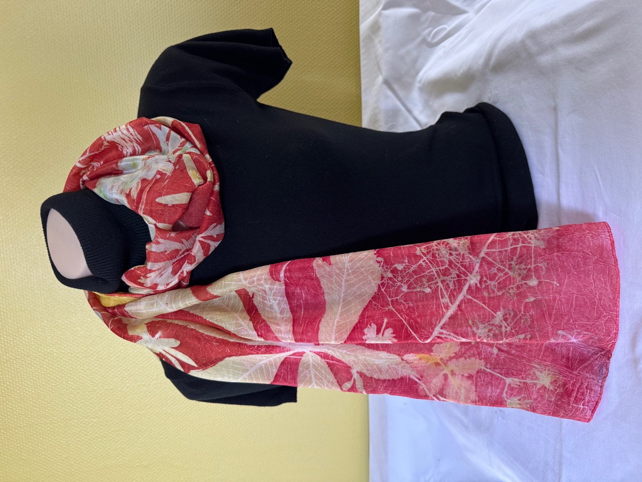 100% zijden sjaal met ecoprint