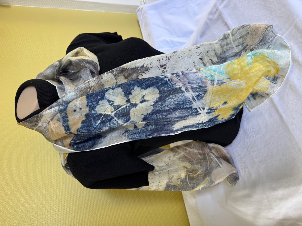 100% zijden sjaal met ecoprint