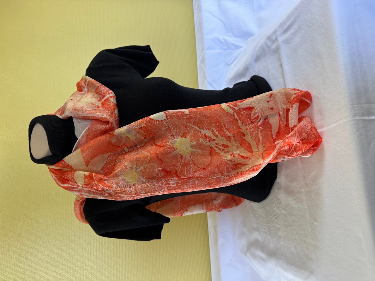 100% zijden sjaal met ecoprint