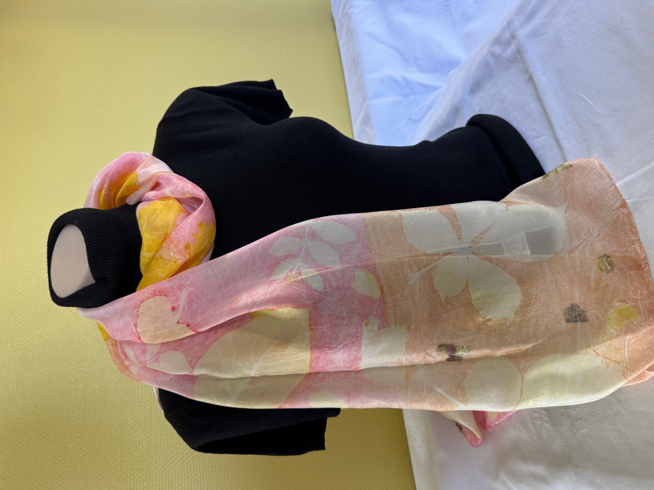 100% zijden sjaal met ecoprint