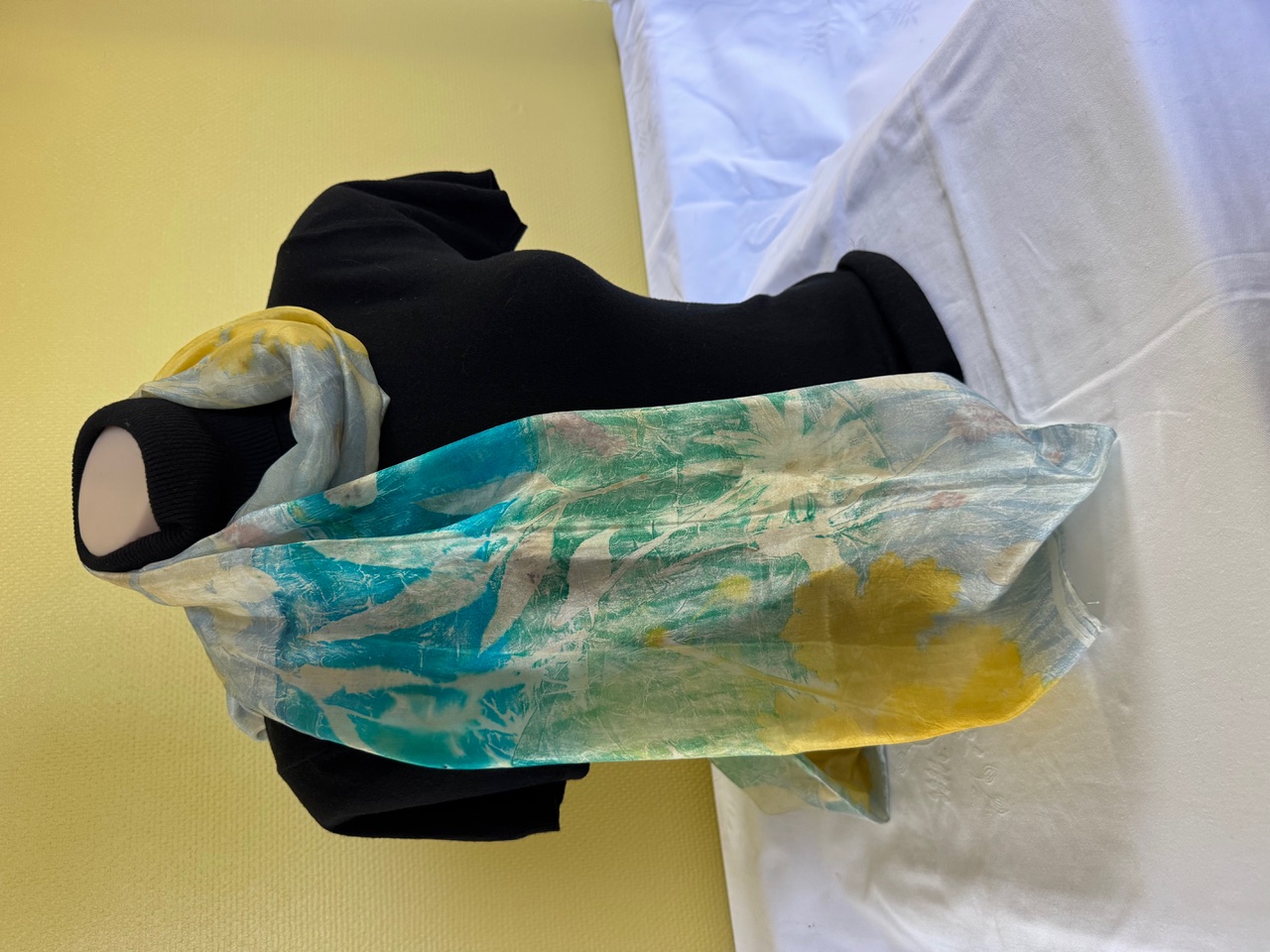 100% zijden sjaal met ecoprint