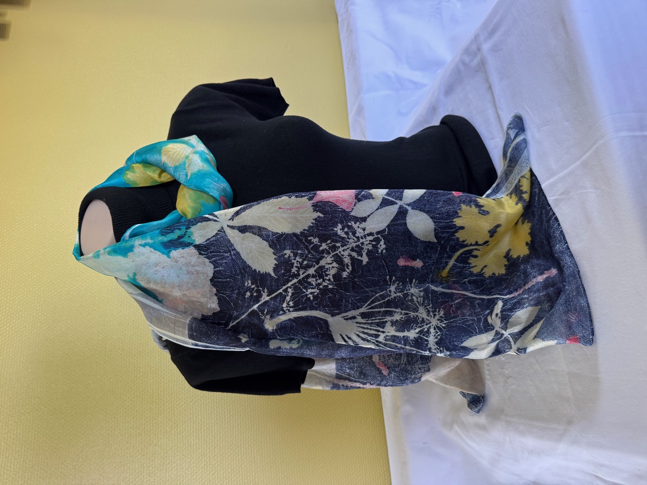 100% zijden sjaal met ecoprint