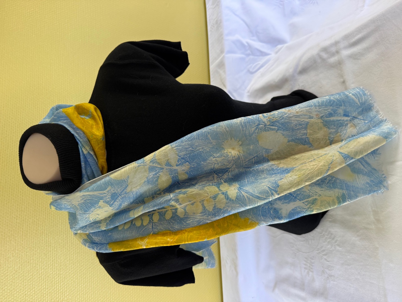 100% zijden sjaal met ecoprint