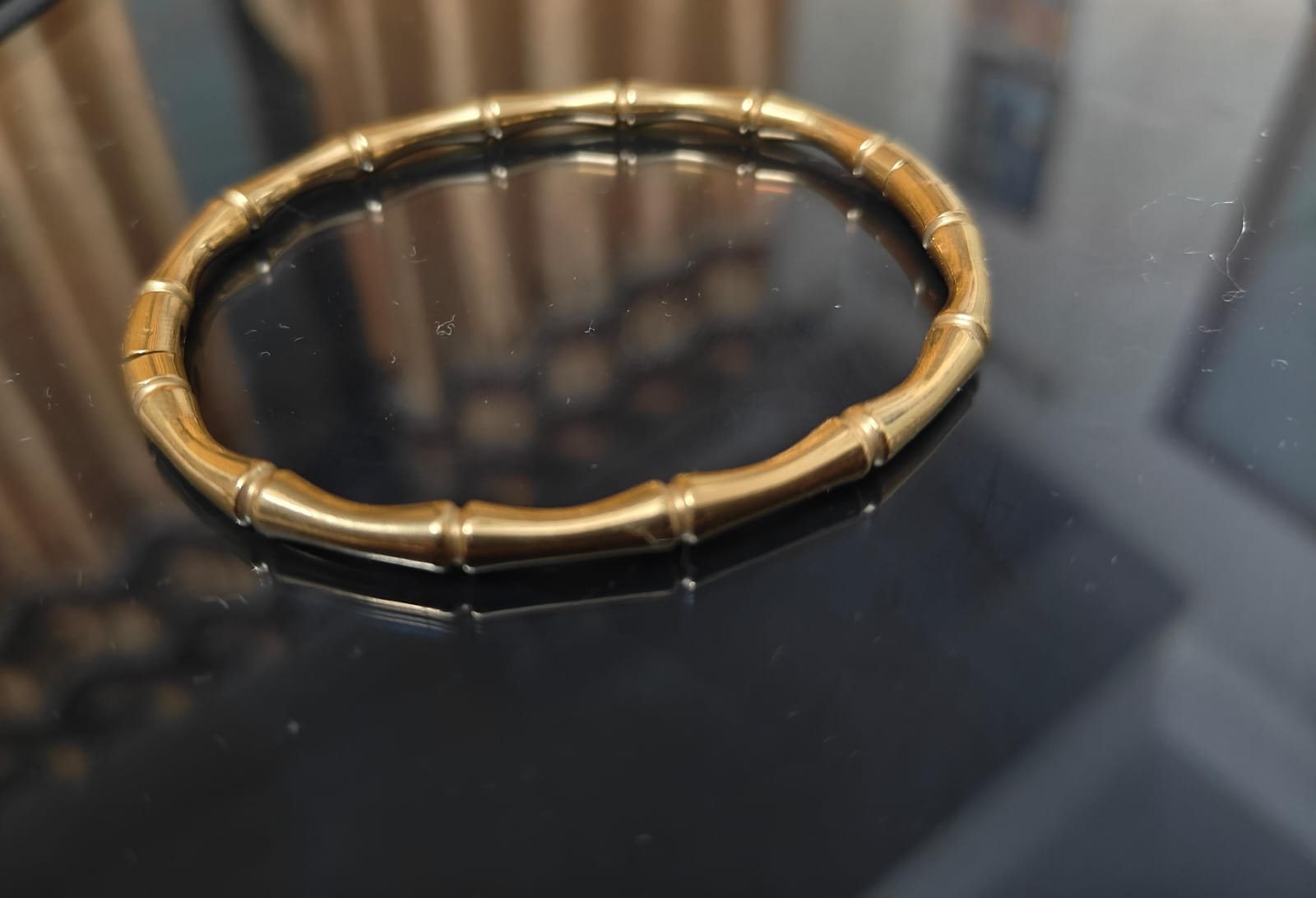 Gold Bamboo-Style Bangle