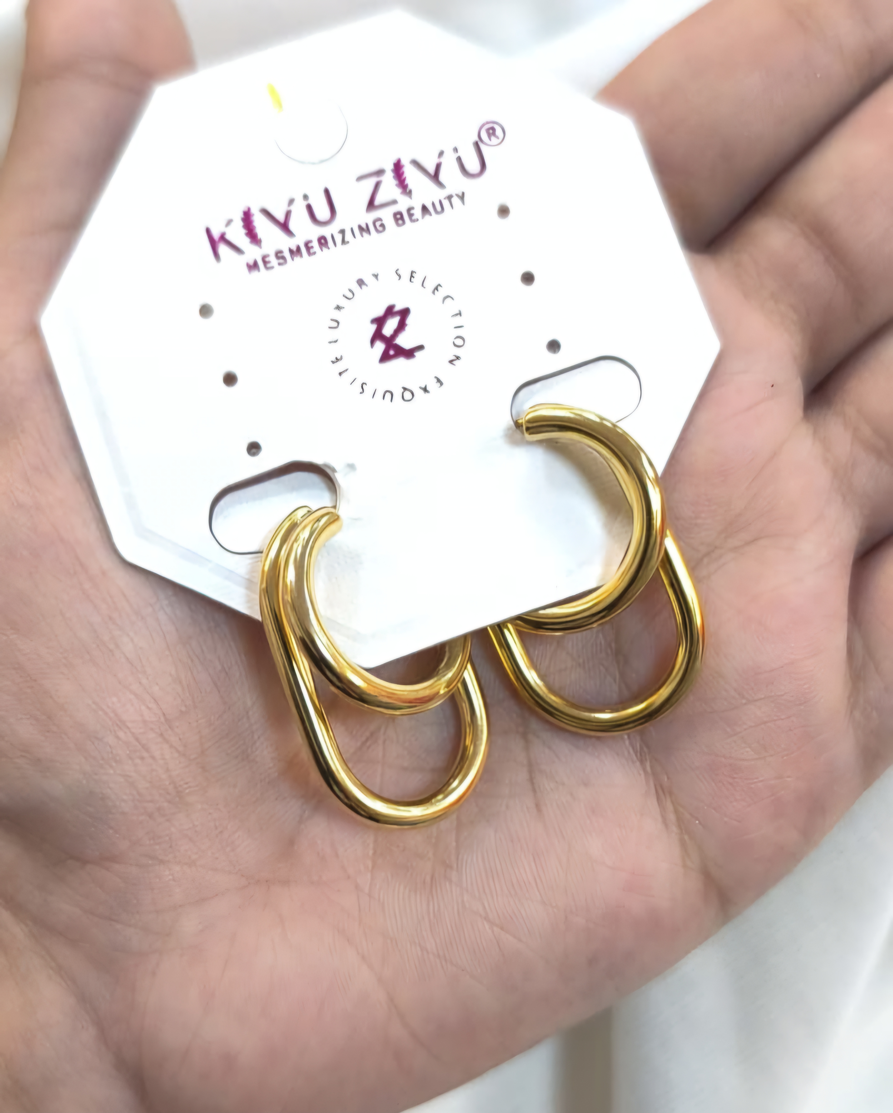 Gold geometric hoop earrings