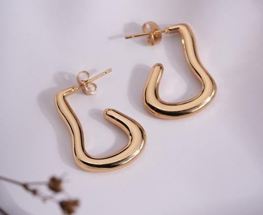 Gold Abstract Hoop Earrings