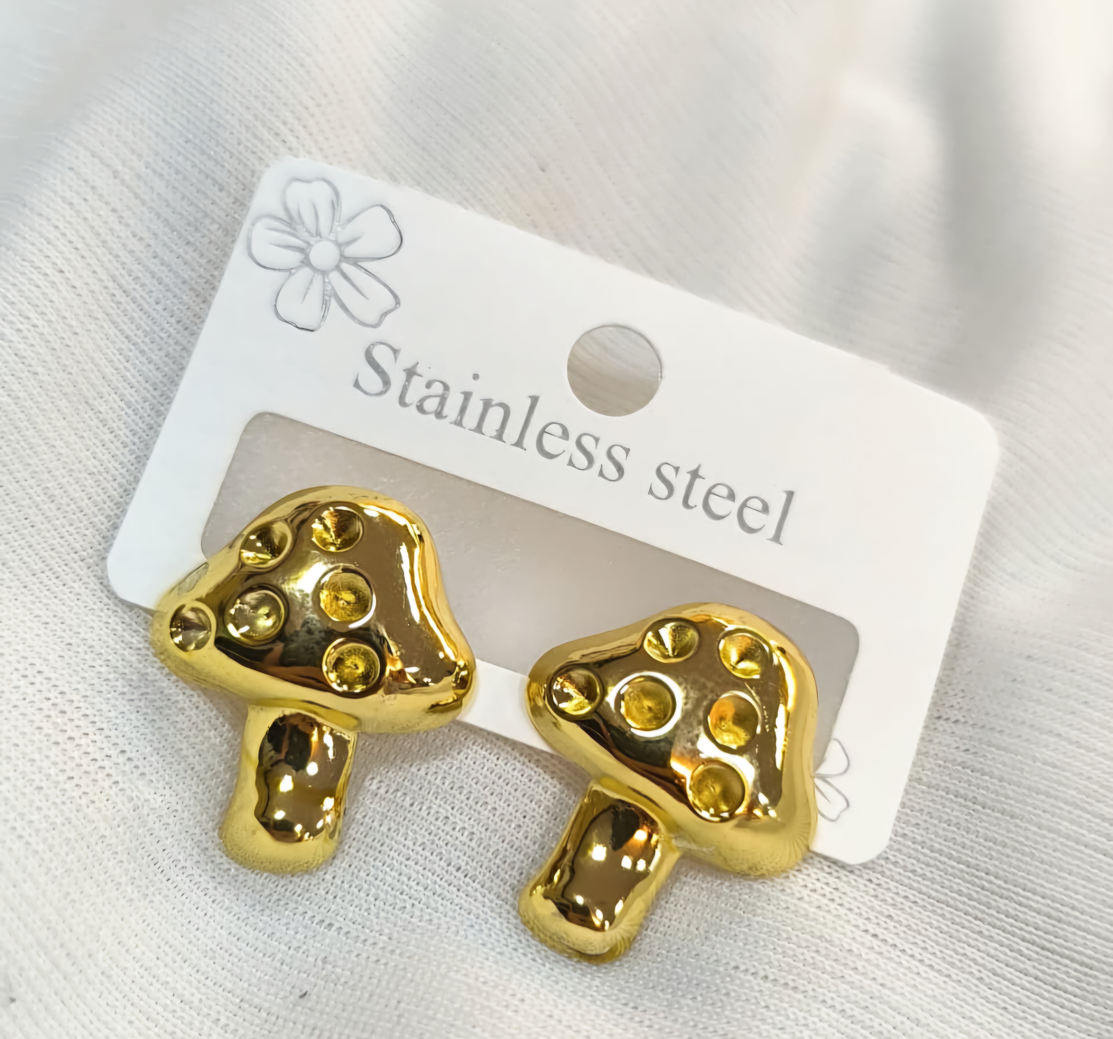 Gold-Plated Mushroom Earrings