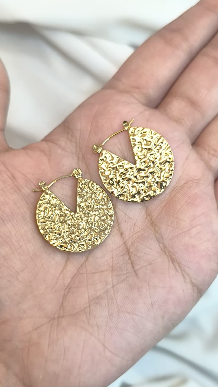 Textured Gold Hoop Earrings