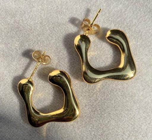 Gold Abstract Hoop Earrings