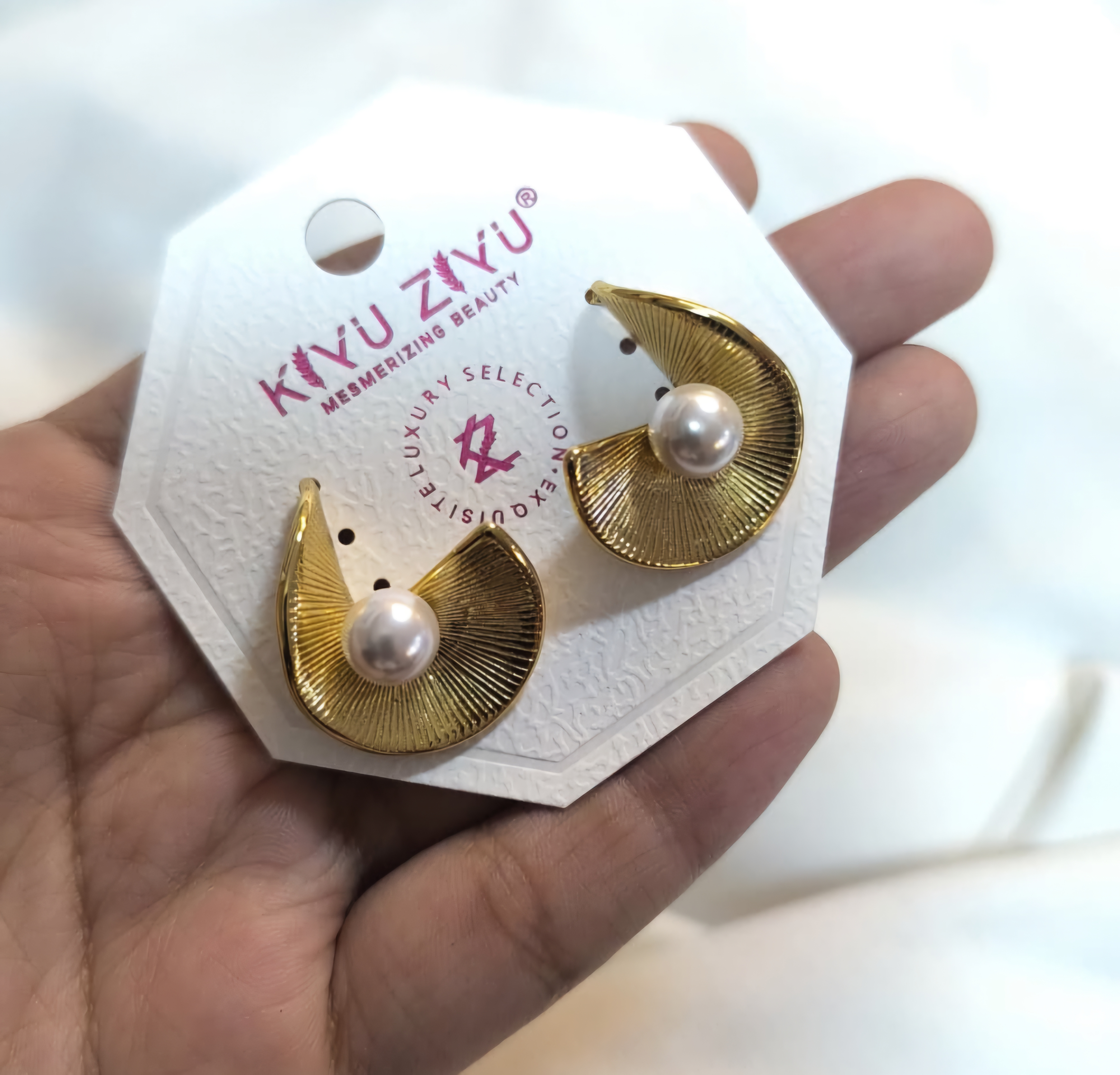 Elegant Gold Pearl Earrings