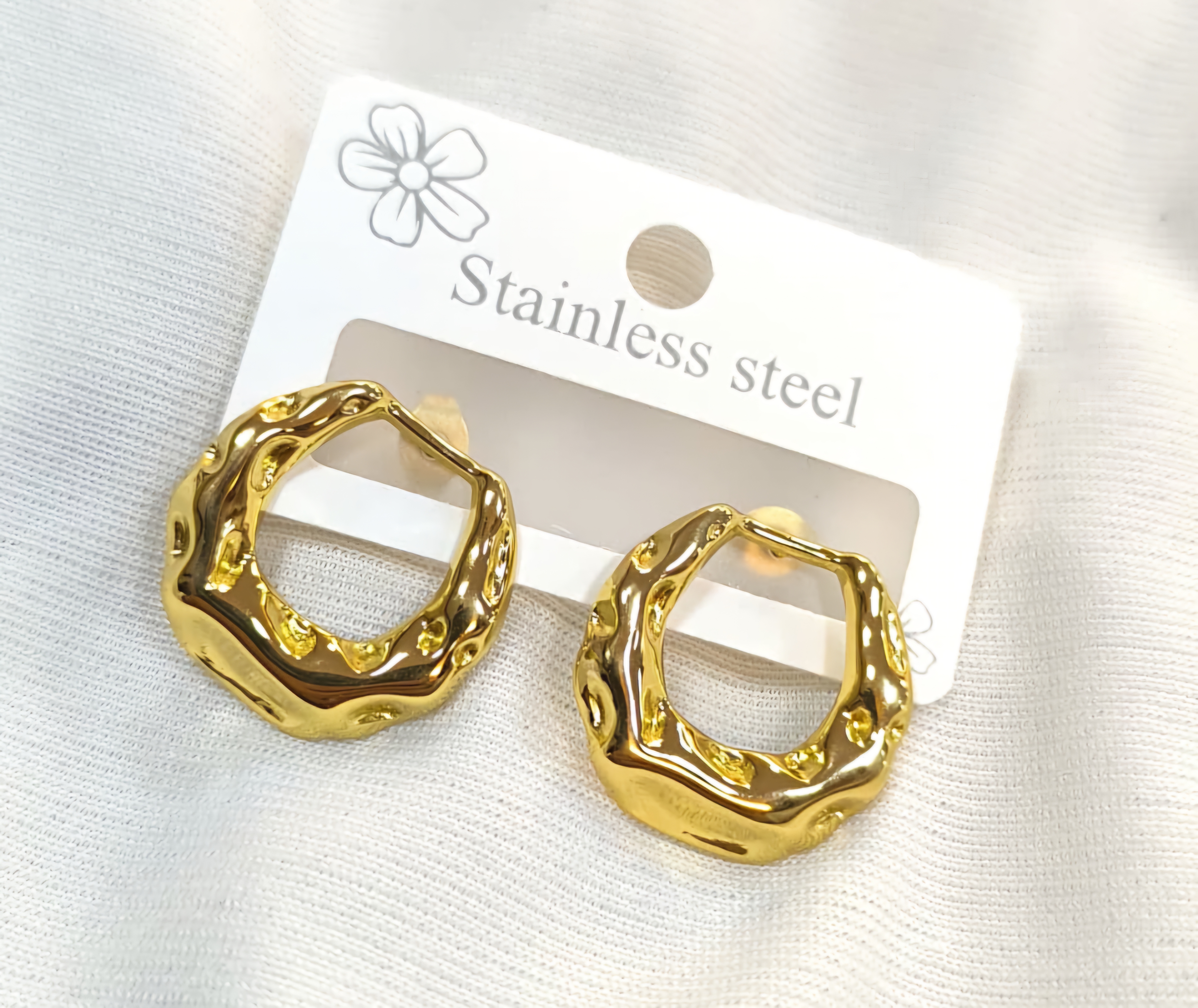 Gold Stainless Steel Hoop Earrings