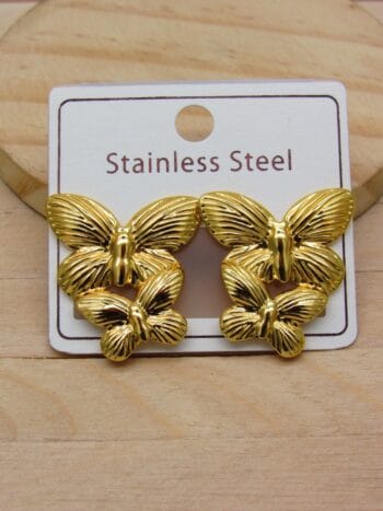 Gold Butterfly Brooch Set