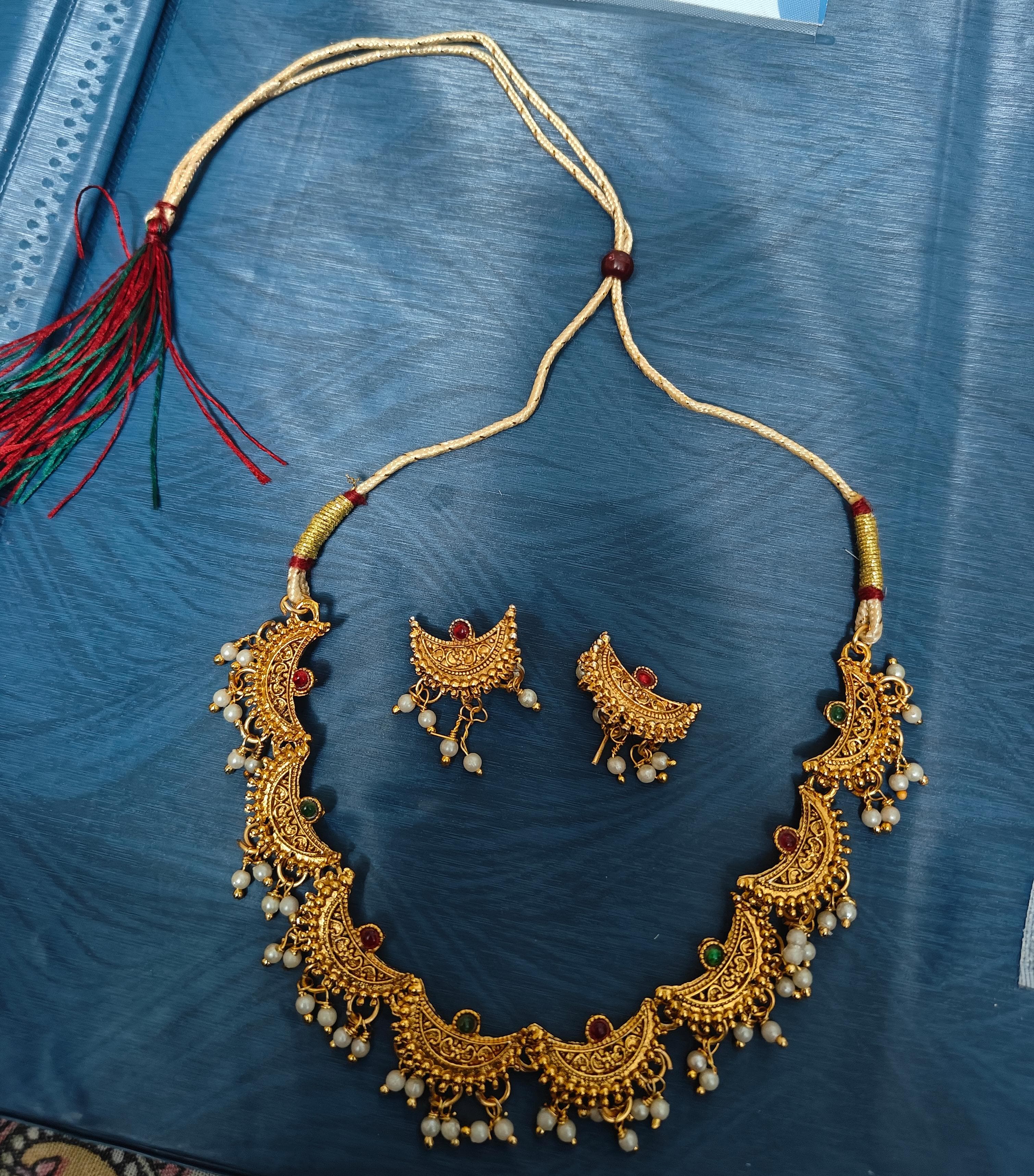 Traditional Indian Half Moon Necklace Set