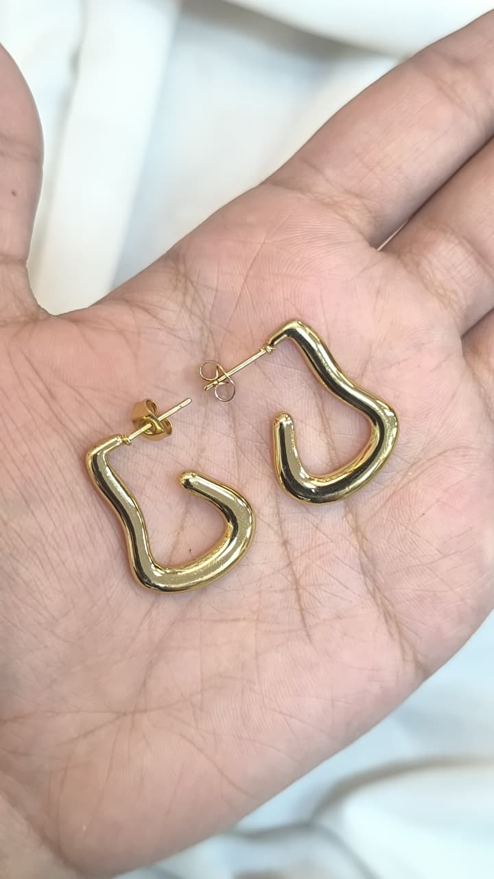 Gold Abstract Hoop Earrings