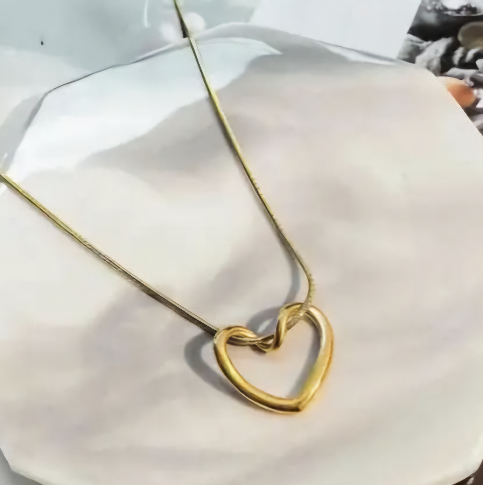 Gold Heart Ring Pendant Necklace