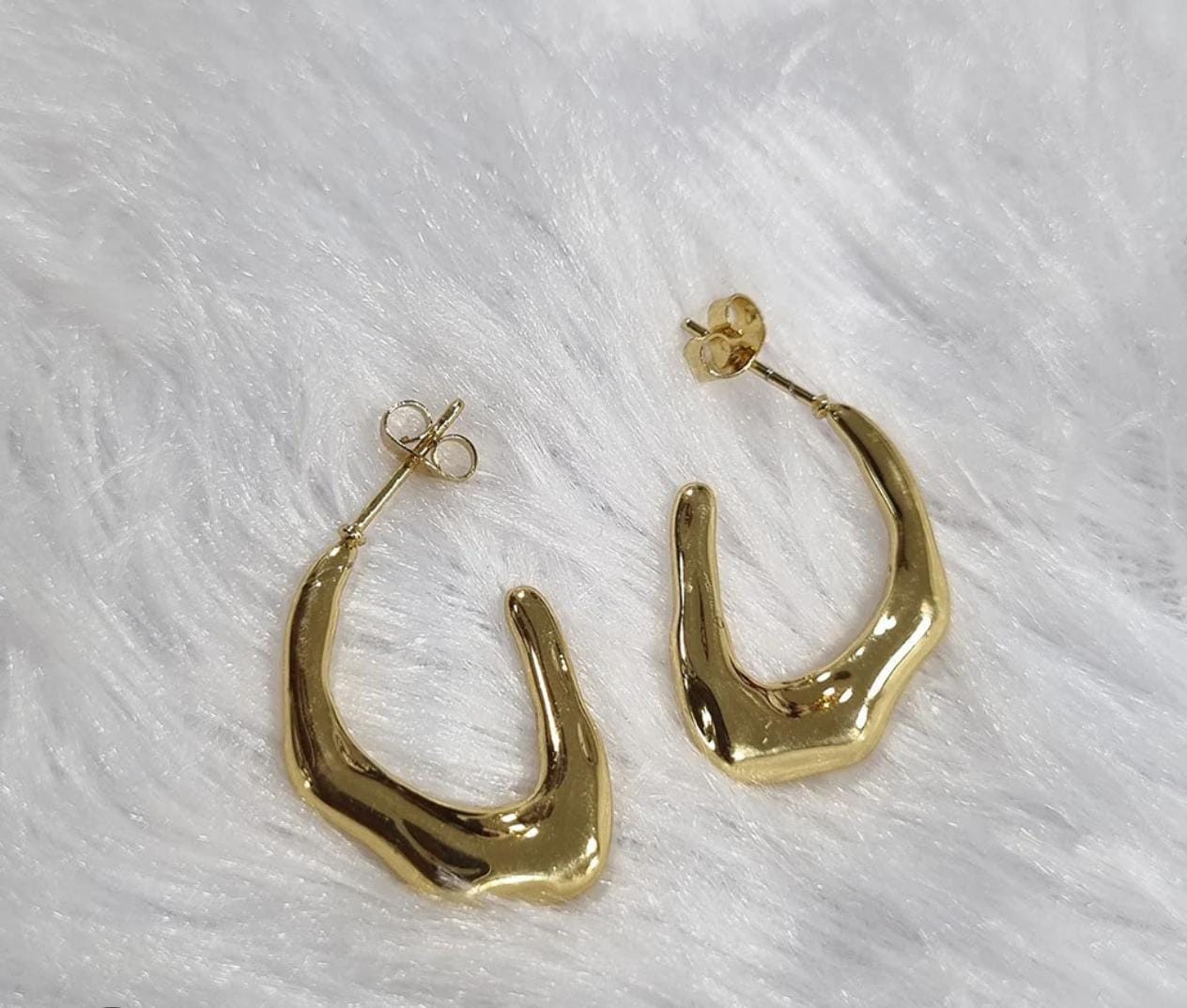 Gold Tone Abstract Hoop Earrings