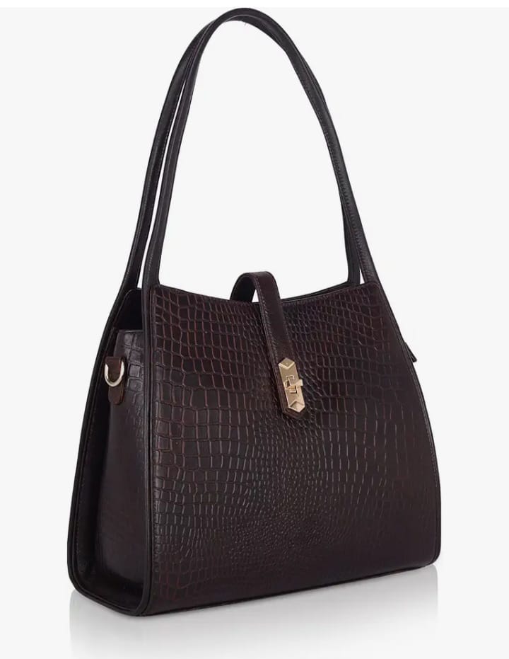 Textured Crocodile Pattern Handbag