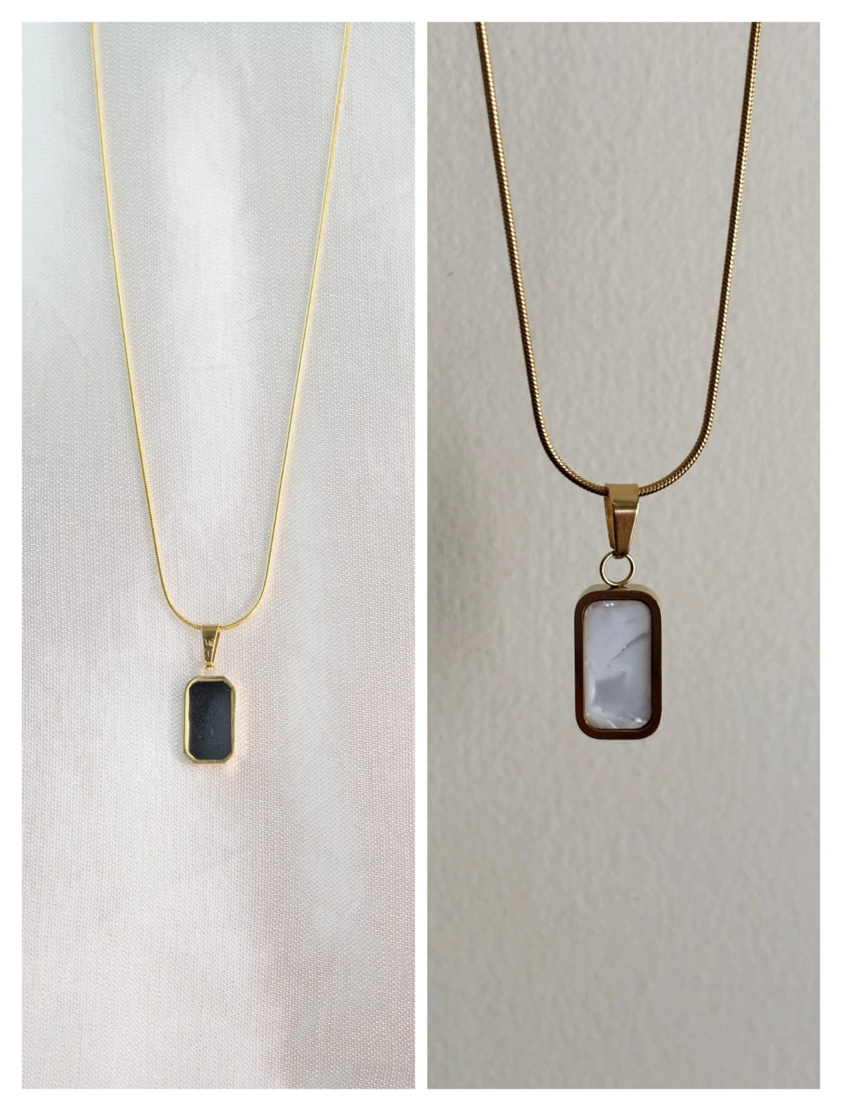 Reversible Rectangular Pendant Necklace