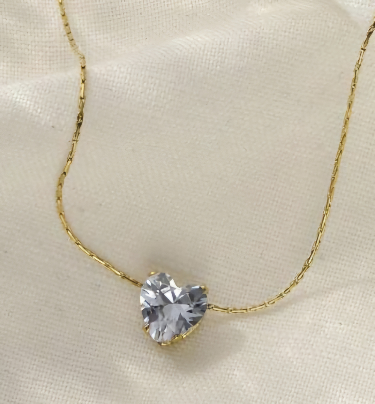 Heart-Shaped Crystal Pendant Necklace