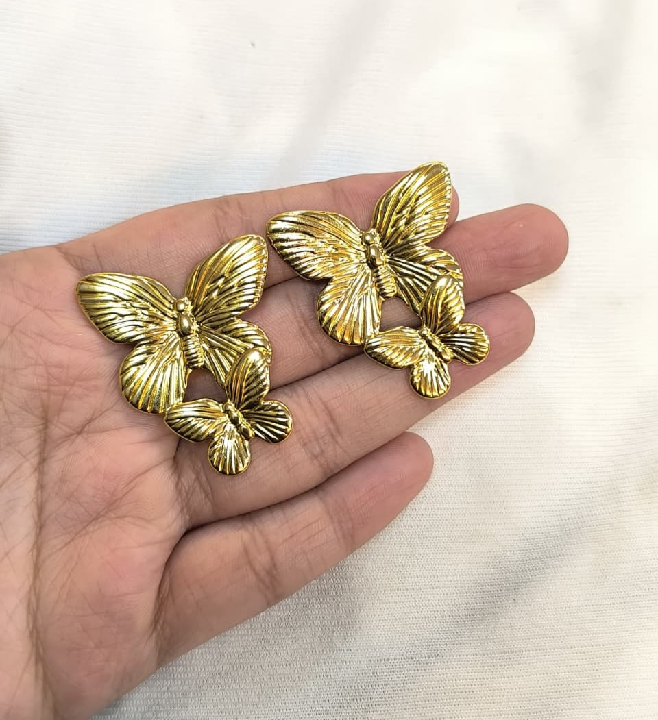 Gold Butterfly Brooch Set