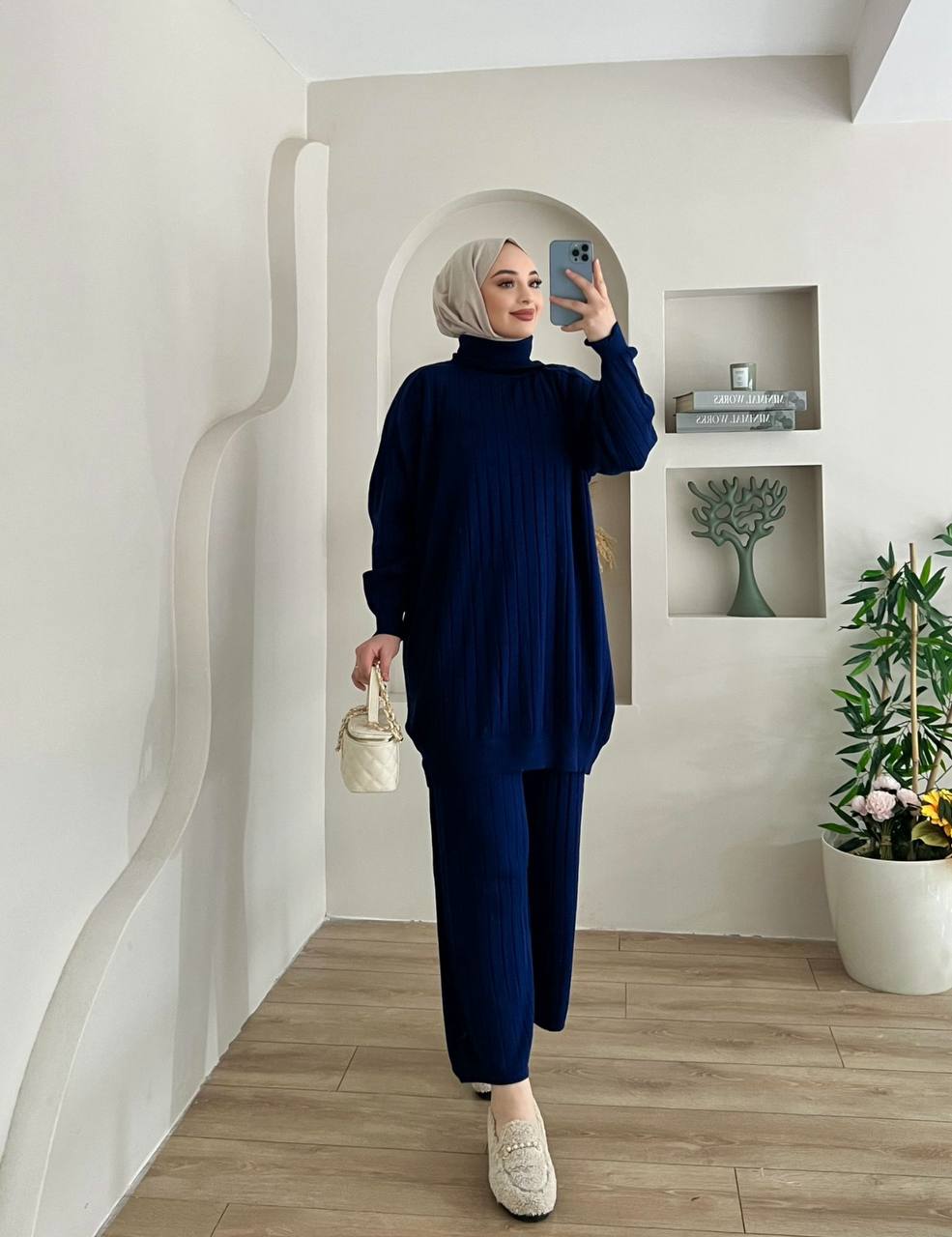 Navy Blue Two-Piece Modest Set