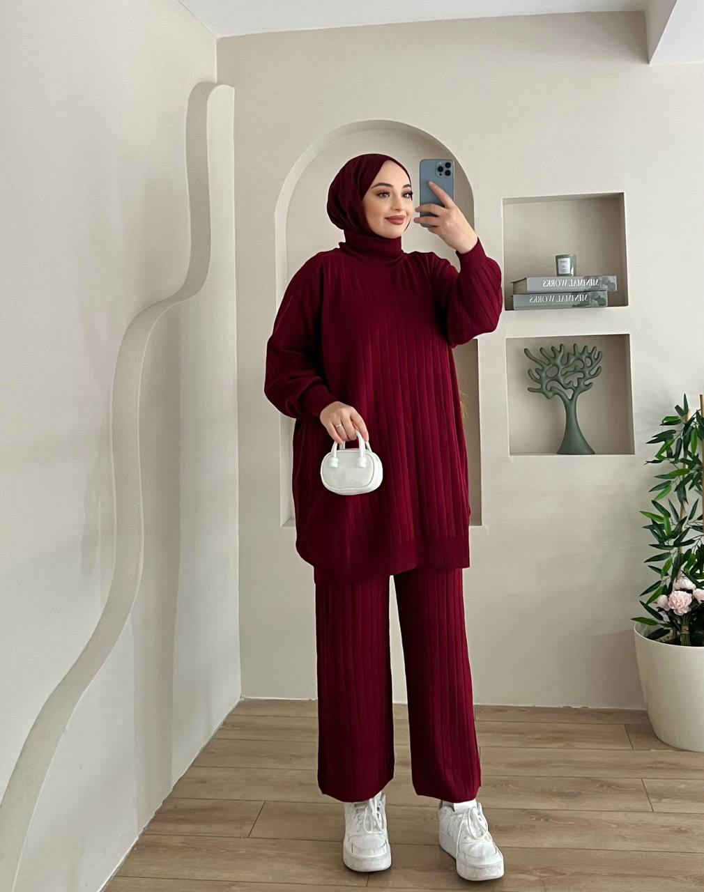 Burgundy Modest Two-Piece Outfit