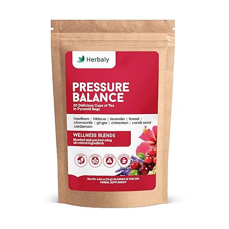 Herbaly Heart Functional Tea - 9 Superherbs - Natural, Organic, Non-GMO, Caffeine-Free, Sugar Free - 1 Pack, 30 Pyramid Tea Bags