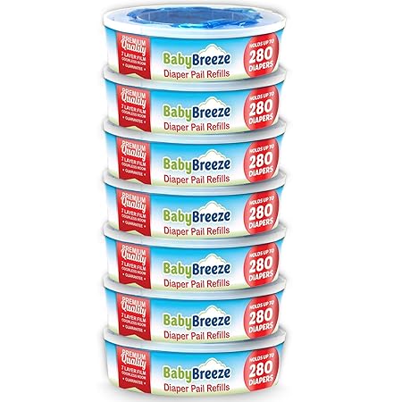 Diaper Pail Refill Bags Compatible with Playtex Diaper Genie- 1960 Count (7 Sets of 1 Pack) by BabyBreeze