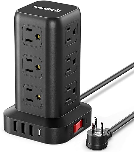 Vertical Power Strip Tower with USB Ports