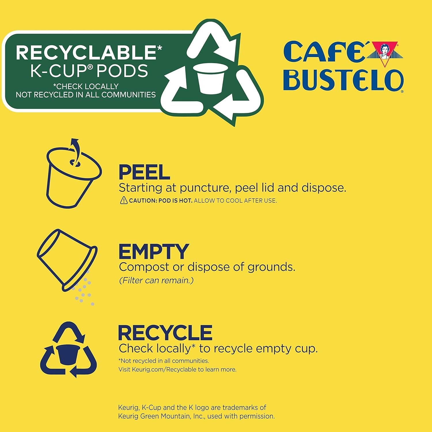 Café Bustelo Keurig K-Cup Pods, Espresso Style, Pack of 6 Boxes