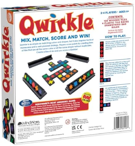Qwirkle Board Game - Strategy Game for 2-4 Players Ages 6+ - Deluxe with Trays