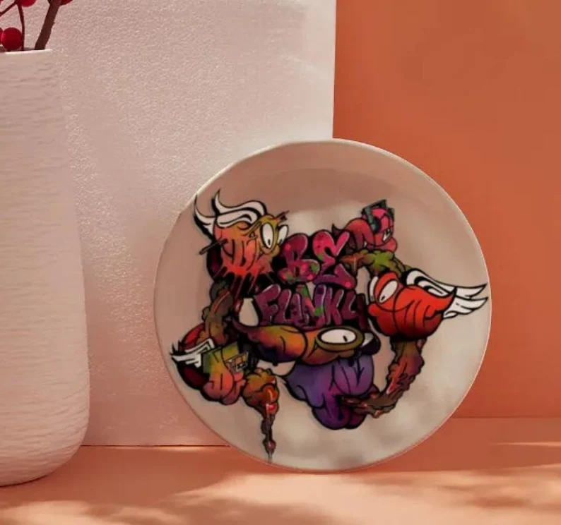 Colorful Graffiti Art Plate