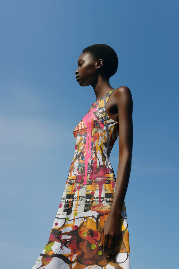 Abstract Sleeveless Art Dress