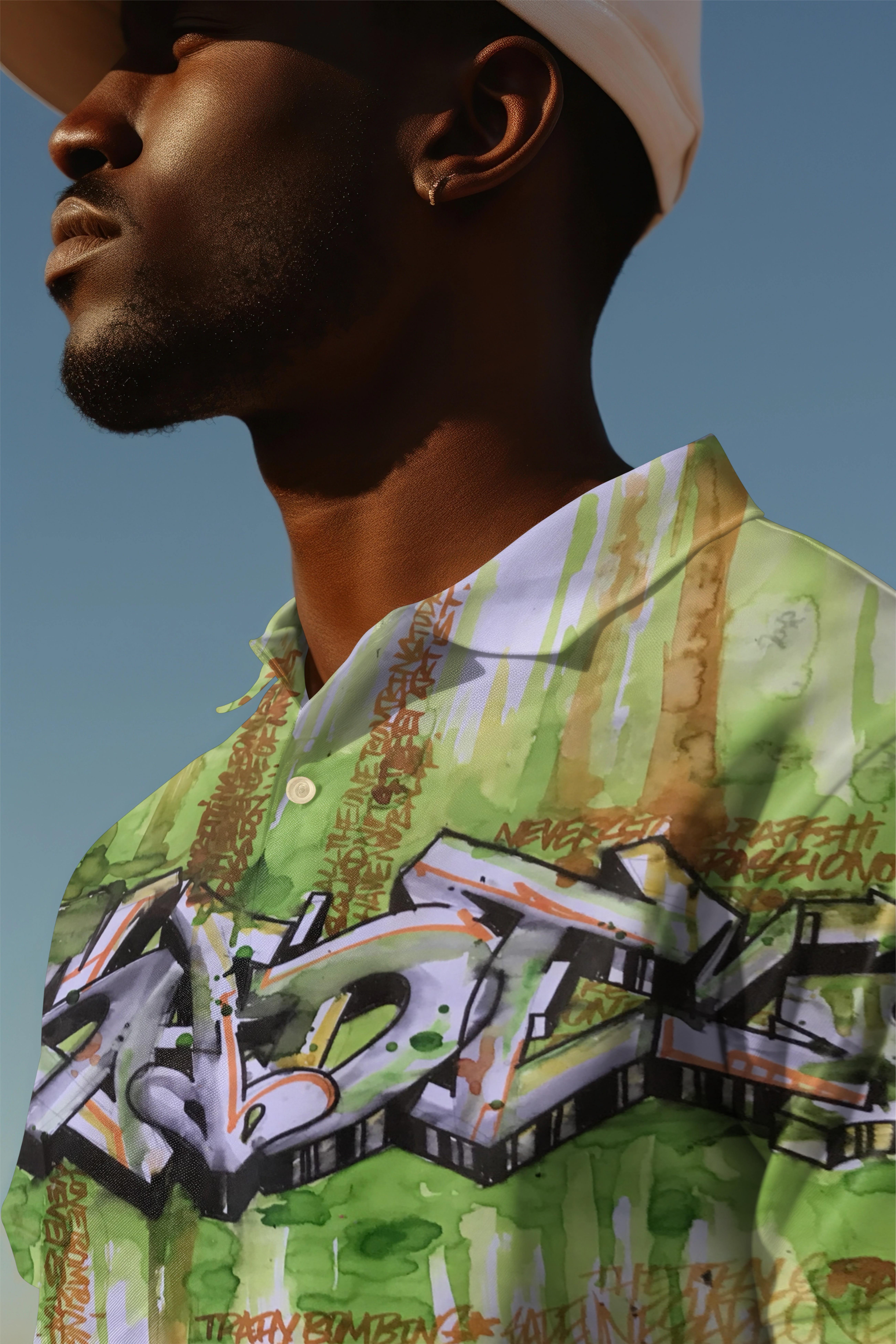 Graffiti Print Polo Shirt