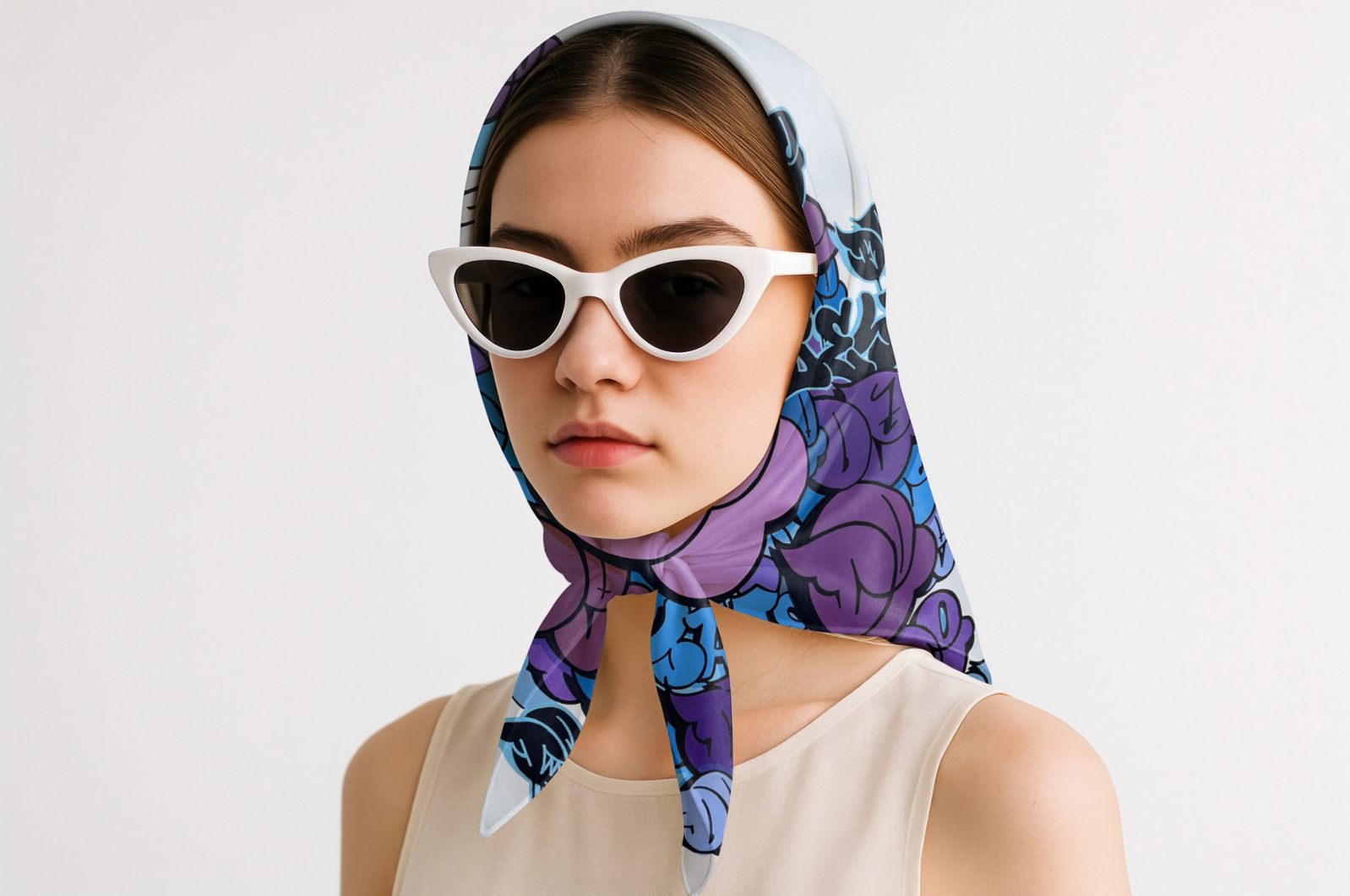 Patterned Silk Headscarf