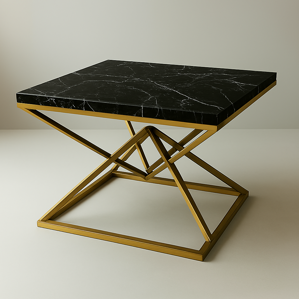 Table basse moderne avec plateau en marbre