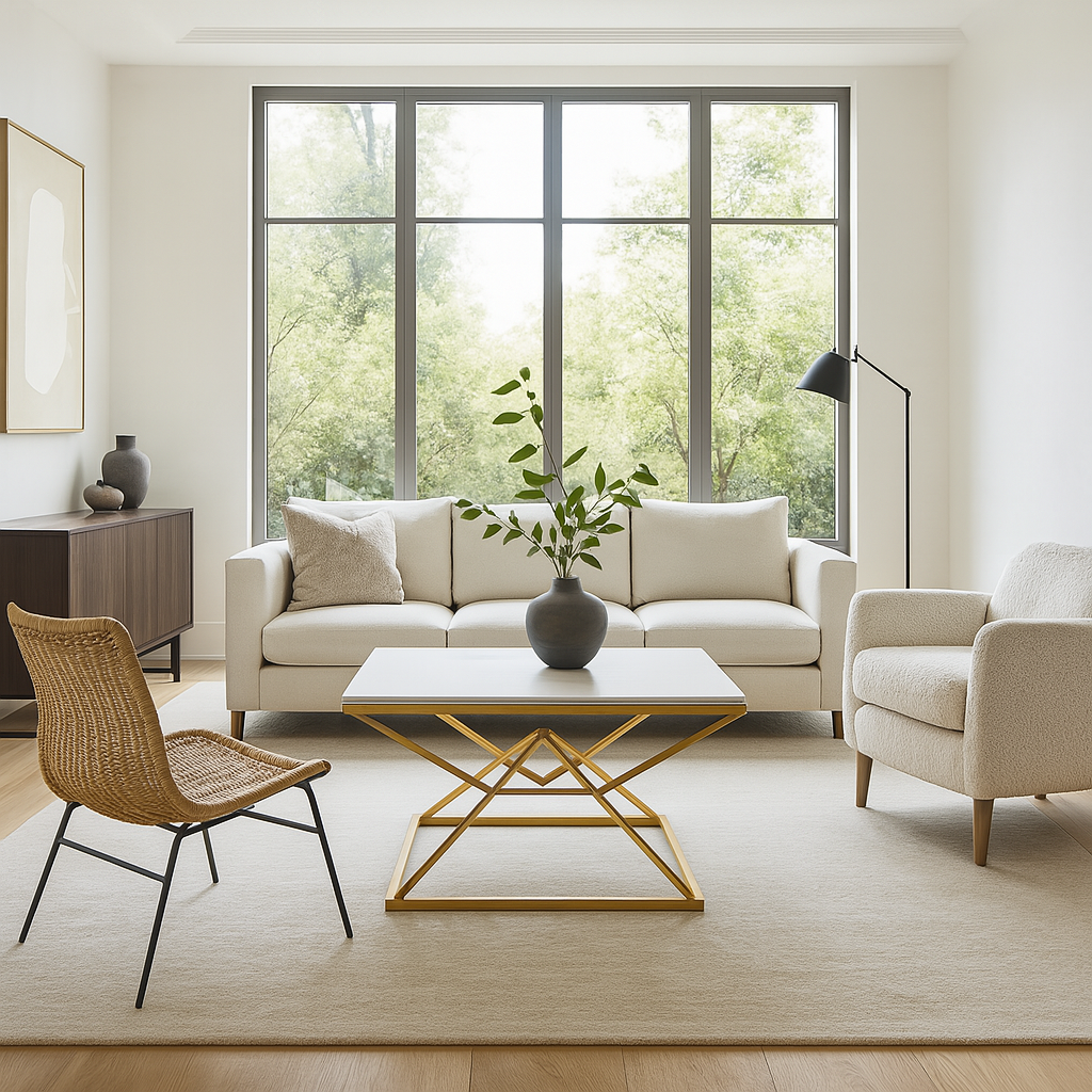 Table basse moderne avec plateau en marbre