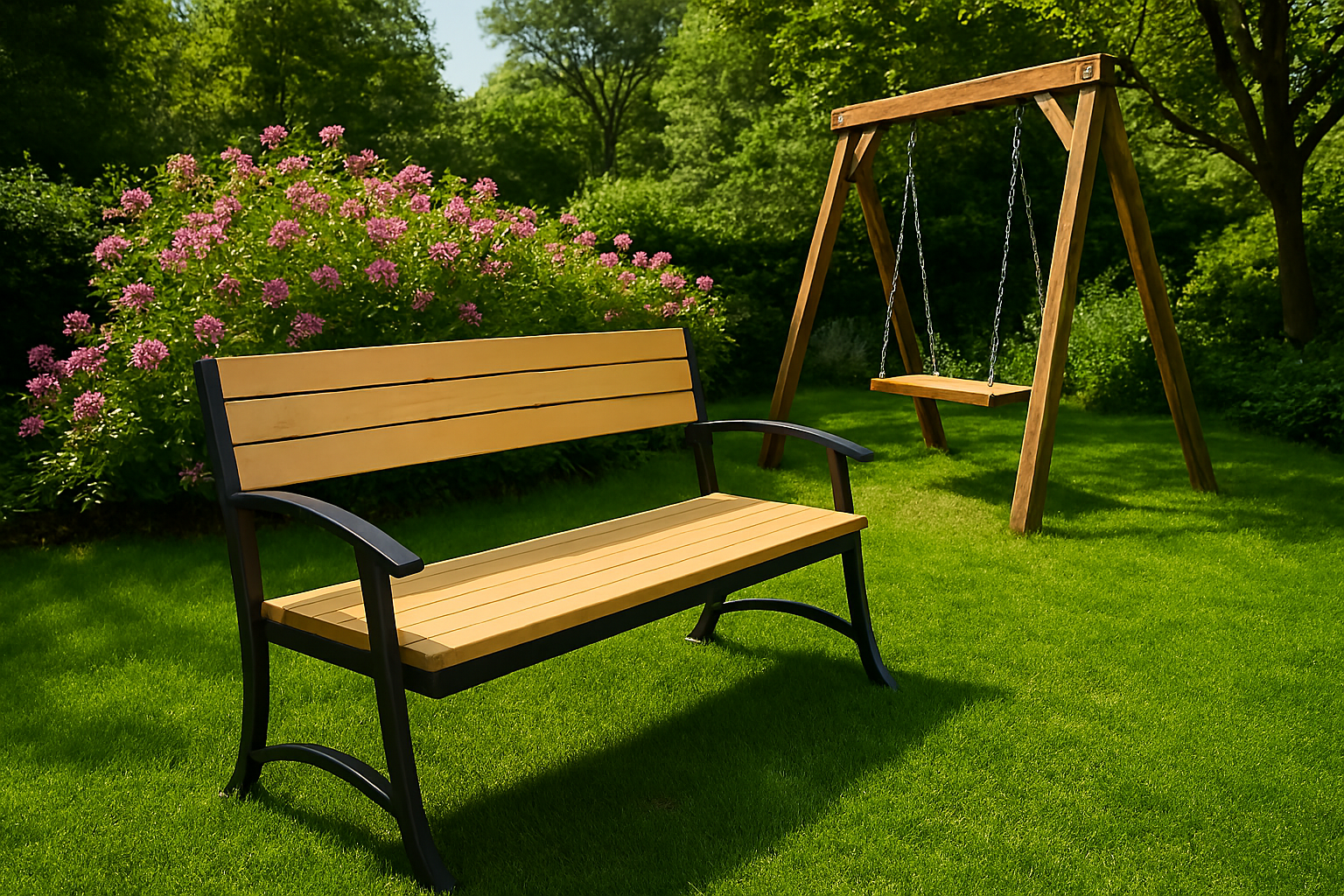 Banc de jardin en bois et metal 