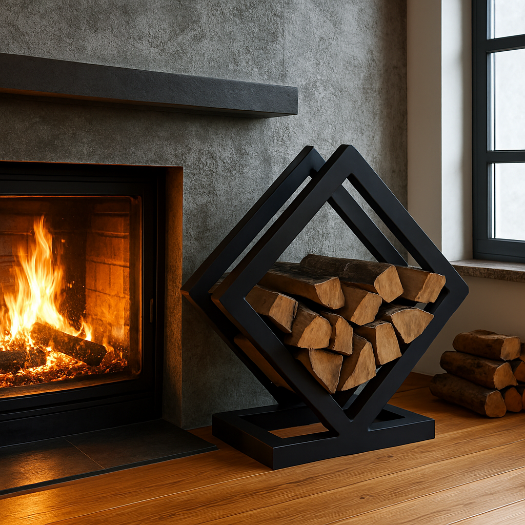 Support à bois de chauffage géométrique moderne