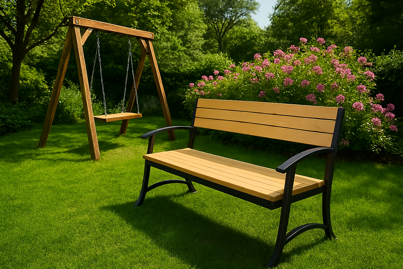Banc de jardin en bois et metal 