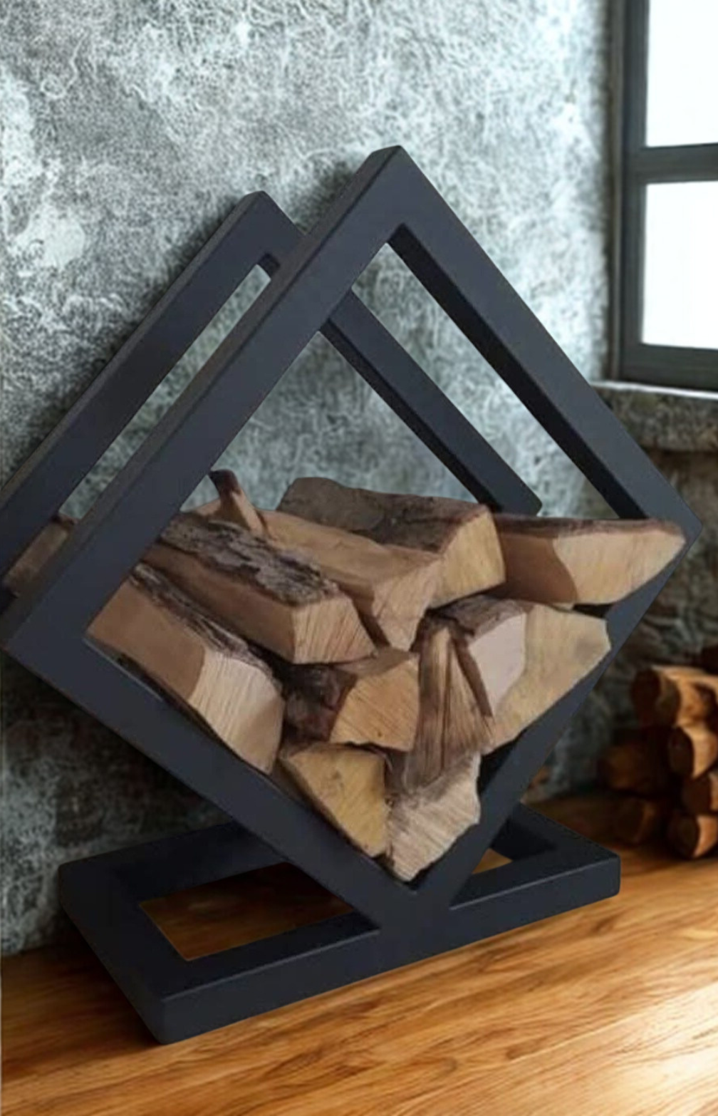 Support à bois de chauffage géométrique moderne