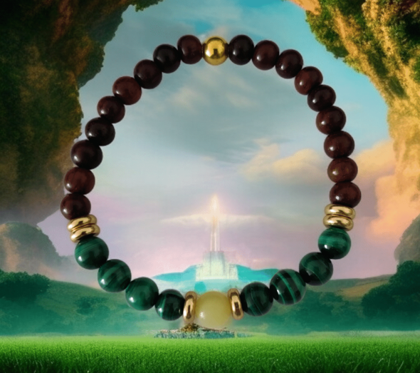 Bracelet Link Malachite, Jade citron & Bois de Santal