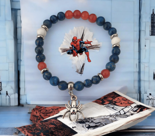 Bracelet Spiderman Lapis lazuli, Howlite & Cornaline