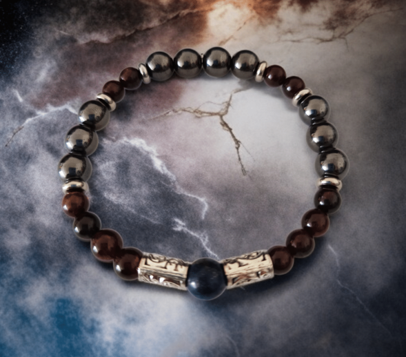 Bracelet Thor Grenat, Hématite & Lapis lazuli