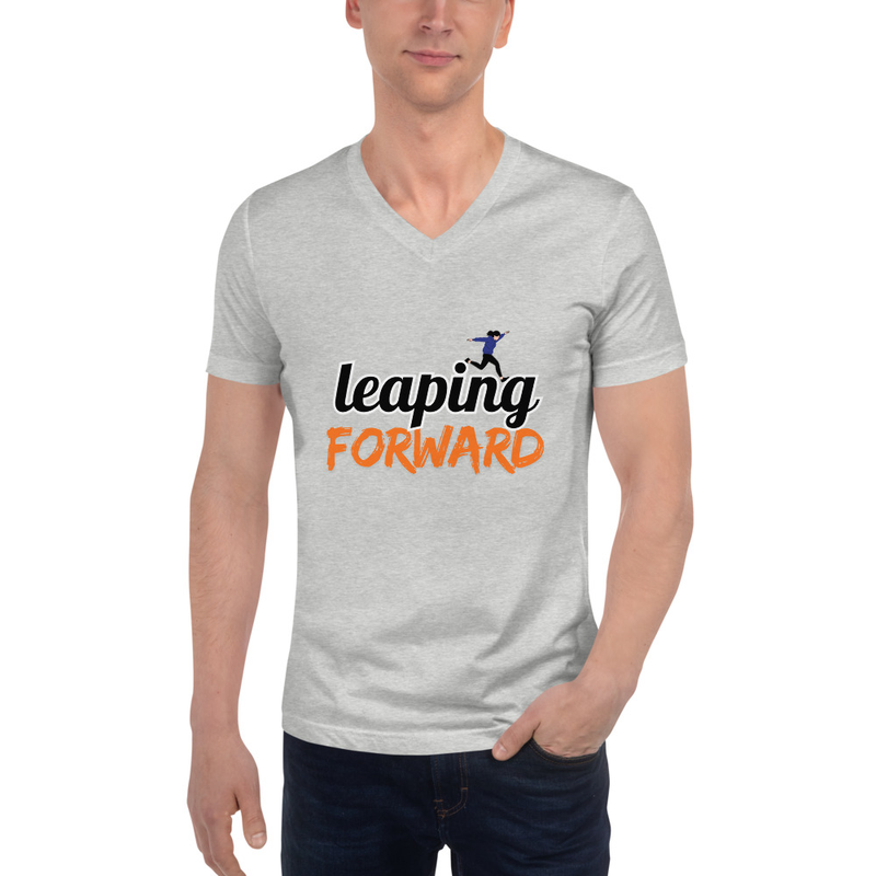 Unisex Short Sleeve V-Neck T-Shirt  - Leaping Forward