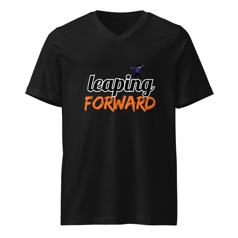 Unisex Short Sleeve V-Neck T-Shirt  - Leaping Forward